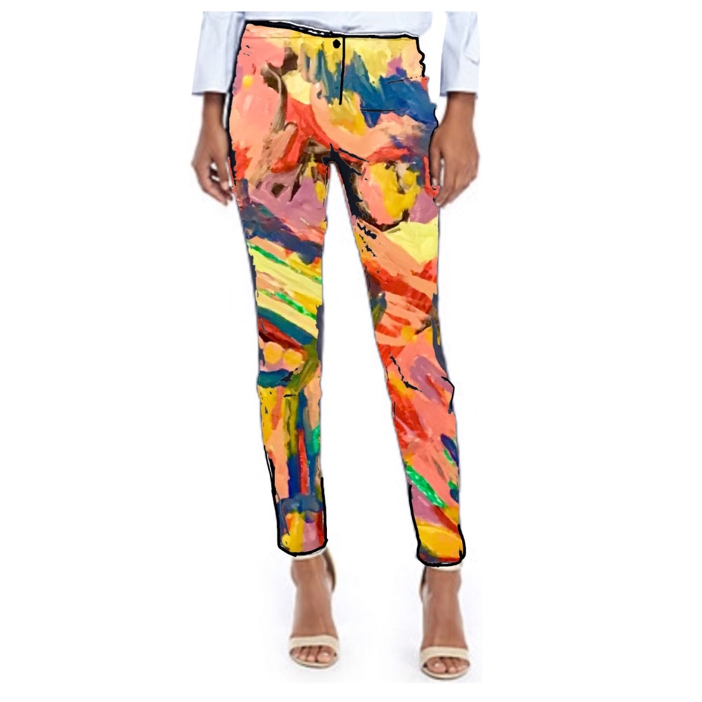 Skinny Stretch Slim Cut Pant ZIP Pocket Art